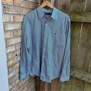 Ralph Lauren Dark Green and White Striped Shirt